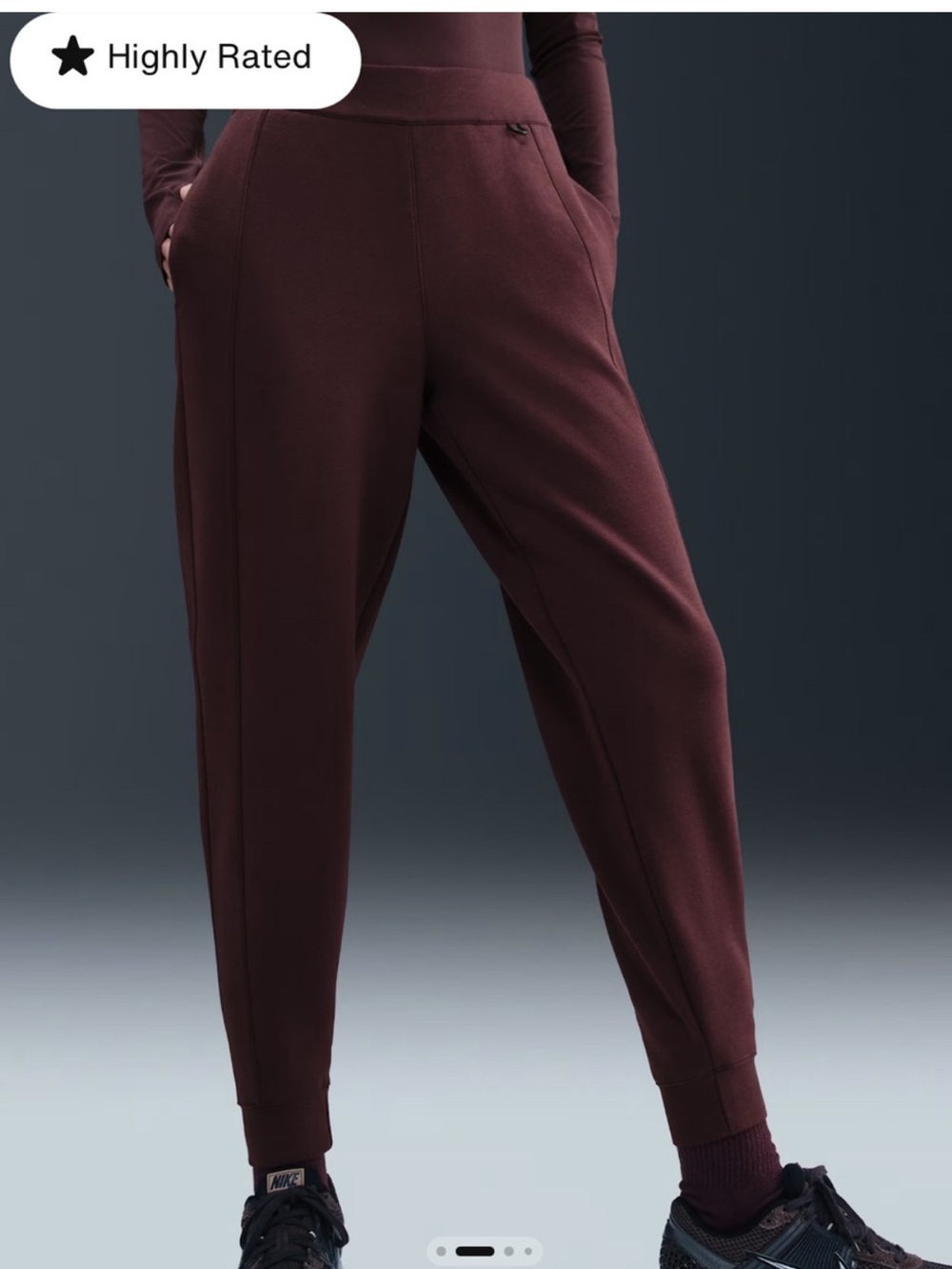 NEW🌸 Nike Women's 24.7 ImpossiblySoft Mid-Rise Joggers burgundy crush $100